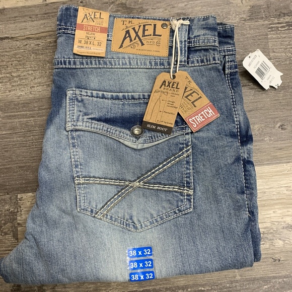 TK Axel Other - TK AXEL Noawk Slim Boot Jeans Blue Denim Stretch Mens Sz 38 X 32 FauxFlap Pocket